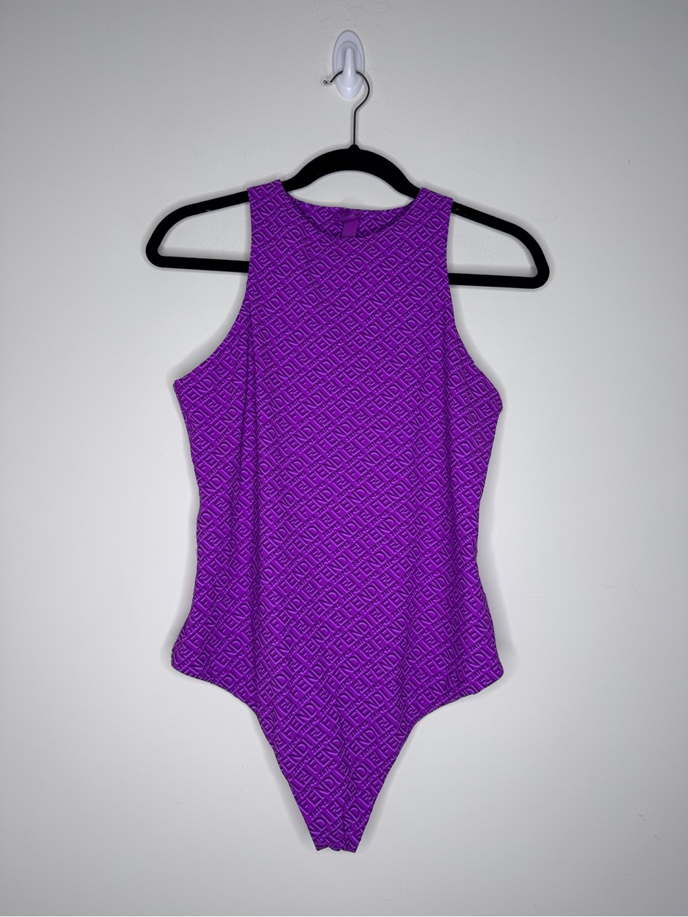 SKIMS Fendi Monogrammed High Neck Purple Bodysuit